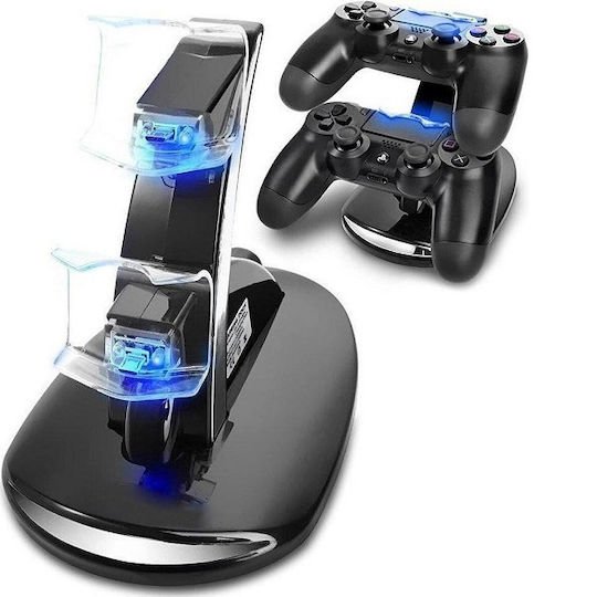 Dual Charge N Stand Βάση Φόρτισης 2 Χειριστήρια Ps4 Φωτισμό Led Μαύρη