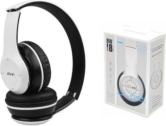 Ezra BW18 Ασύρματα / Ενσύρματα Over Ear Ακουστικά με 6 ώρες Λειτουργίας Λευκά