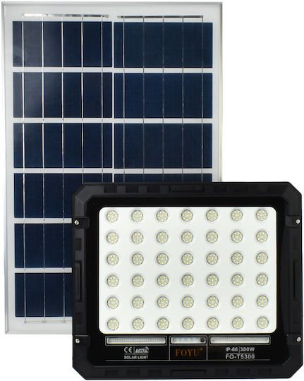 Foyu Στεγανός Ηλιακός Προβολέας LED 300W Ψυχρό Λευκό 6500K με Τηλεχειριστήριο IP66
