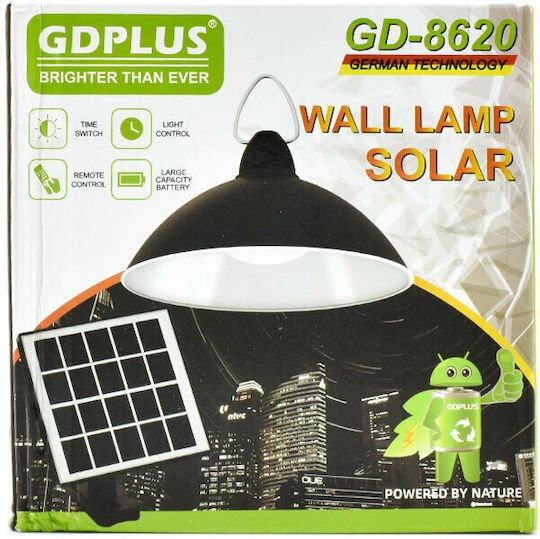 GDPLUS Κρεμαστό Ηλιακό Φωτιστικό 20W Ψυχρό Λευκό 6000K με Φωτοκύτταρο και Τηλεχειριστήριο IP65 - Image 5