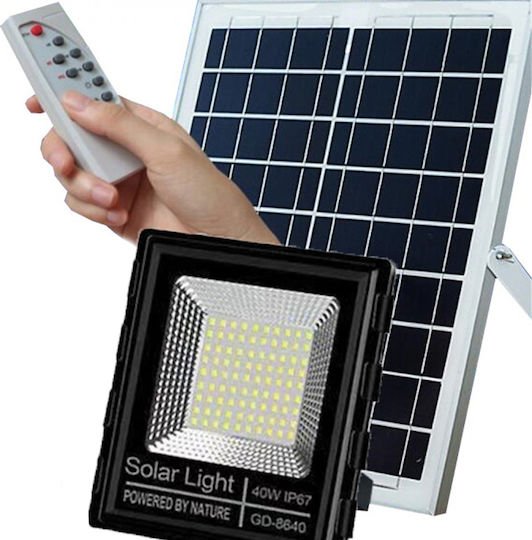 GDPLUS Στεγανός Ηλιακός Προβολέας LED 40W Ψυχρό Λευκό 6000K με Τηλεχειριστήριο IP67 - Image 2