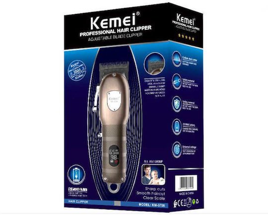 Kemei Επαναφορτιζόμενη Κουρευτική Μηχανή Χάλκινη KM-3706 - Image 3
