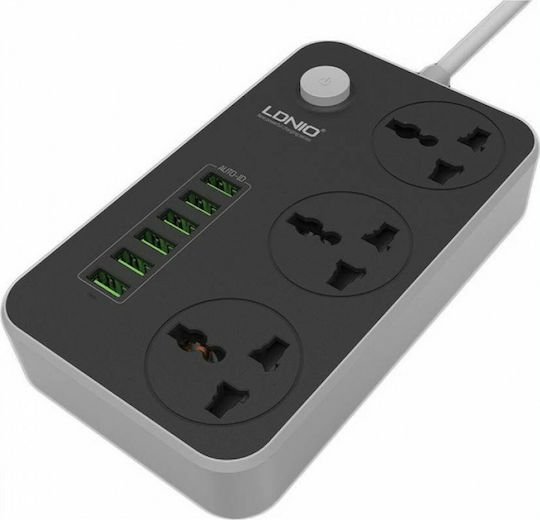 Ldnio Πολύπριζο 3 Θέσεων με 6 USB-A, Διακόπτη και Καλώδιο 2m