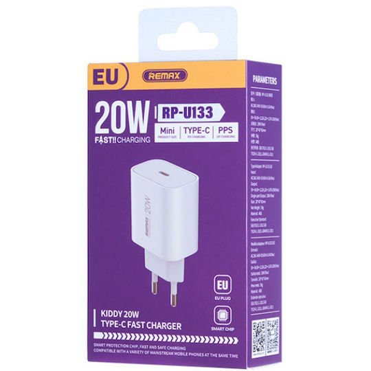 Remax Φορτιστής Χωρίς Καλώδιο 20W Power Delivery Λευκός (RP-U133)