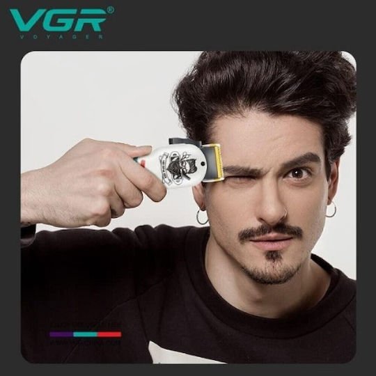 VGR Επαγγελματική Επαναφορτιζόμενη Κουρευτική Μηχανή Λευκή V-699 - Image 3