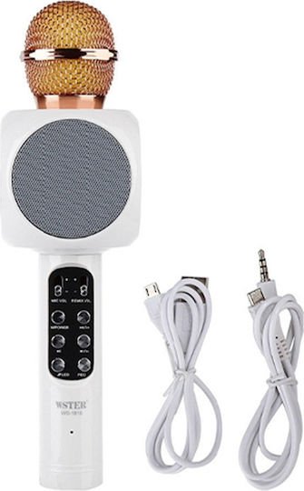 WSTER Ασύρματο Μικρόφωνο Karaoke σε Λευκό/Χρυσό/Κόκκινο Χρώμα