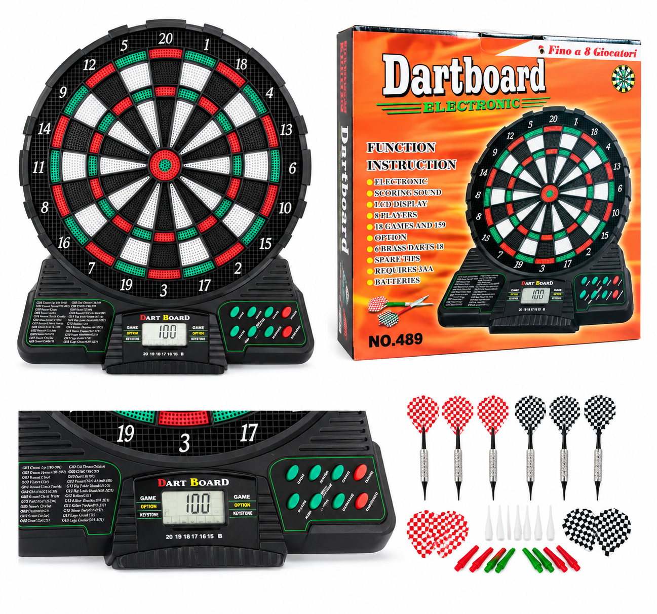 Ηλεκτρονικός στόχος Dart DAB-489 με 6 βελάκια και ανταλλακτικές μύτες