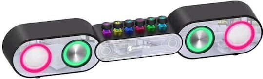 Andowl New Rixing NR-666 Ηχεία Υπολογιστή 2.0 με RGB Φωτισμό και Bluetooth Ισχύος 10W σε Μαύρο Χρώμα