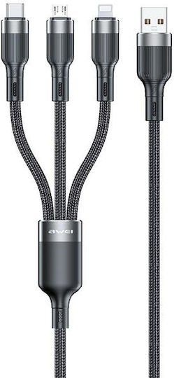 Awei Cable Cl-975 Usb-c Lightning Micro 3in1 Black - Image 2
