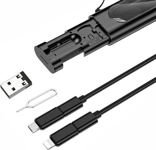 Borofone U36 Regular USB to Lightning / Type-C / micro USB Cable 3A Μαύρο 0.28m (000.230.11838) - Image 2