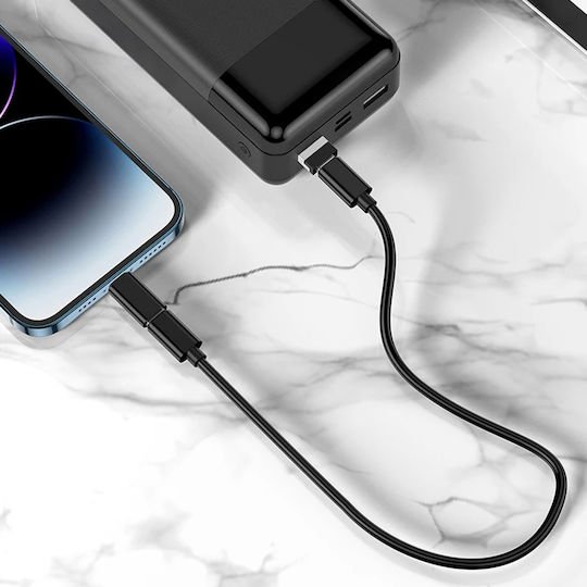 Hoco Regular USB to Lightning / Type-C / micro USB Cable 3A Μαύρο 0.28m (U114) - Image 5