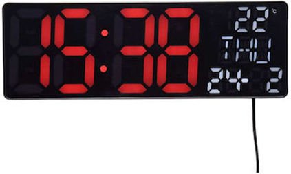 Ρολόι Τοίχου Ψηφιακό Κόκκινο 32x11cm - Image 2