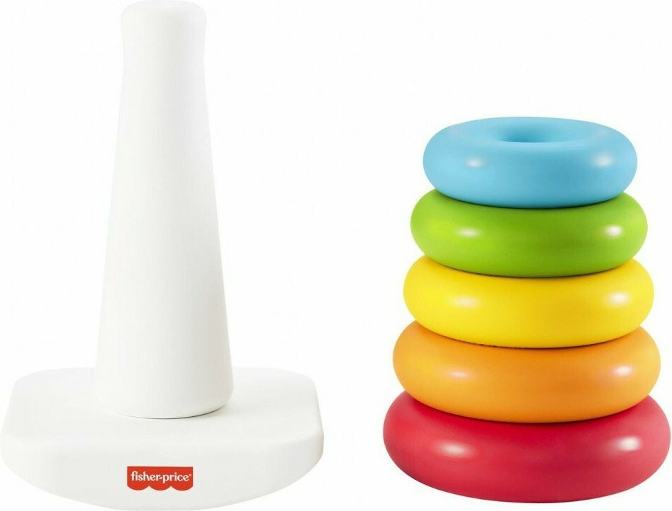 Οικολογική πυραμίδα Fisher-Price με κουνιστή βάση και 5 χρωματιστούς κρίκους για μωρά από 6 μηνών