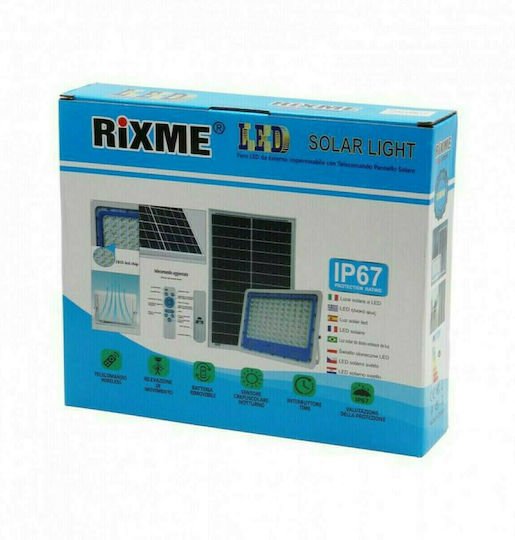 Rixme Στεγανός Ηλιακός Προβολέας LED 100W Ψυχρό Λευκό με Τηλεχειριστήριο IP67