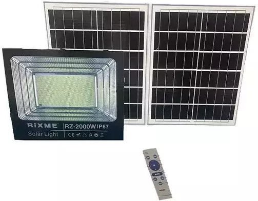 Rixme Στεγανός Ηλιακός Προβολέας LED 2000W Ψυχρό Λευκό με Τηλεχειριστήριο IP67