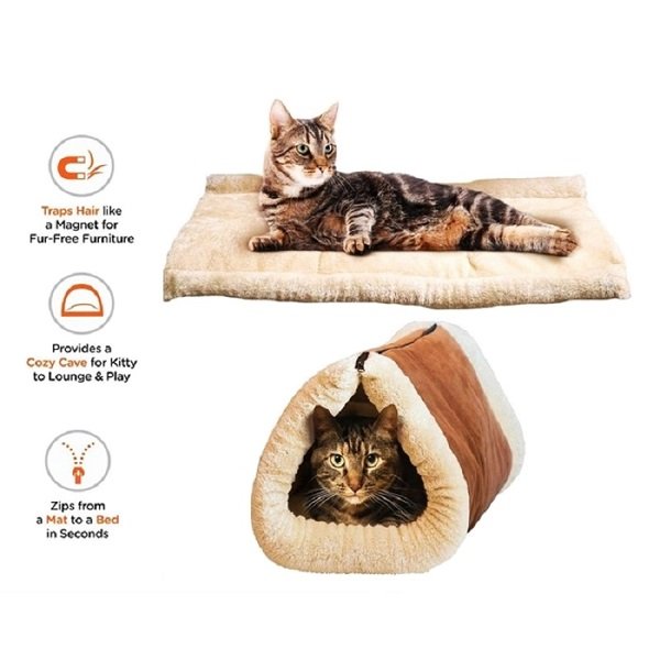 Kitty Shack αυτοθερμαινόμενο κρεβατάκι γάτας 2 σε 1 σε μορφή τούνελ και χαλιού 85 × 57 cm